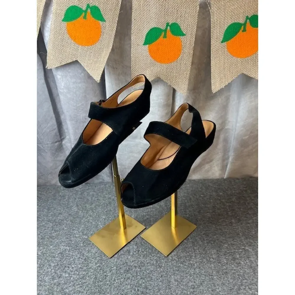 L'Amour Des Pieds Amadour Peep Toe Wedge shoe black suede sandal leather 7 comfy